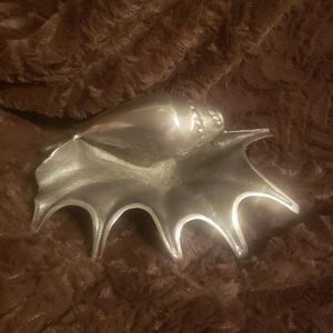 Vintage Silver Tone Seashell Dish Or Decorative Object Nautical Seashore Decor